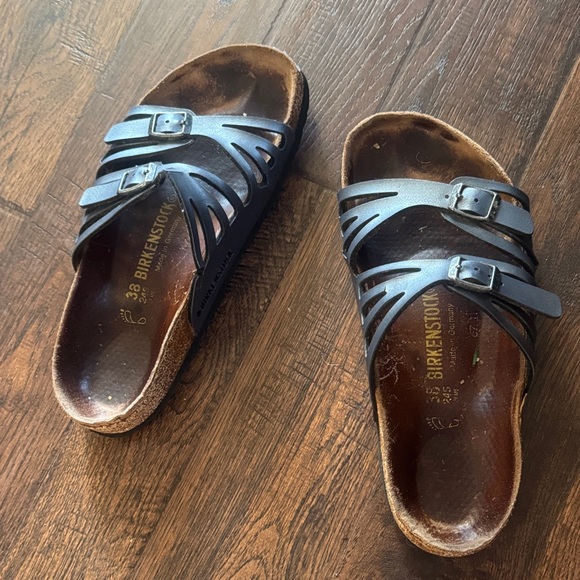 Birkenstock Silver and Brown Strappy Sandals size 38 - Picture 3 of 7